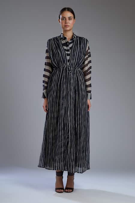 Koai Black Chanderi Silk Printed Jacket 