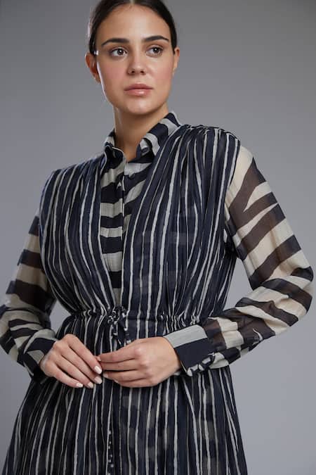 Shop_Koai_Black Chanderi Silk Printed Jacket _Online_at_Aza_Fashions