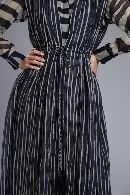 Koai_Black Chanderi Silk Printed Jacket _at_Aza_Fashions