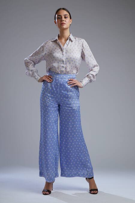 Buy_Koai_White Satin Silk Straight Collar Printed Shirt_Online_at_Aza_Fashions