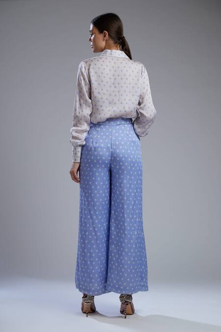 Shop_Koai_Blue Satin Silk Printed Palazzo For Kids_Online_at_Aza_Fashions