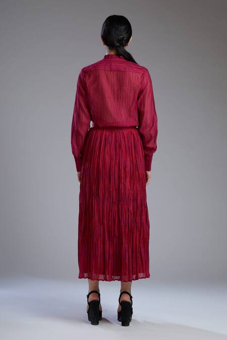 Koai_Maroon Chanderi Silk Skirt_at_Aza_Fashions