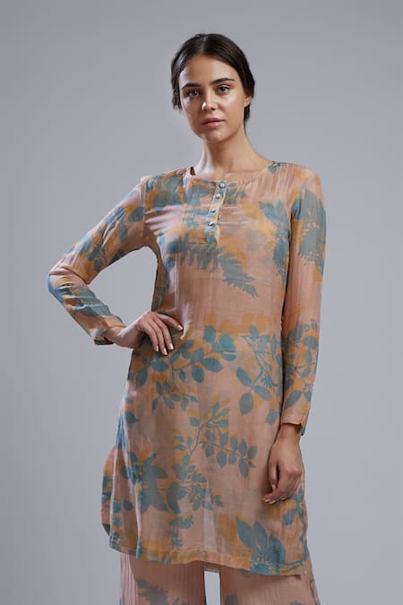 KoAi Printed Chanderi Silk Kurta 