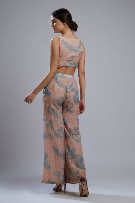 Shop Koai Pink Chanderi Silk Printed Palazzo For Kids Online at Aza Fashions Shop_Koai_Pink Chanderi Silk Printed Palazzo For Kids_Online_at_Aza_Fashions