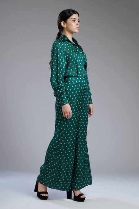 Koai_Green Silk Printed Palazzo For Kids_Online_at_Aza_Fashions