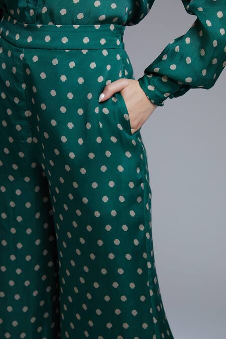 Koai_Green Silk Printed Palazzo For Kids_at_Aza_Fashions