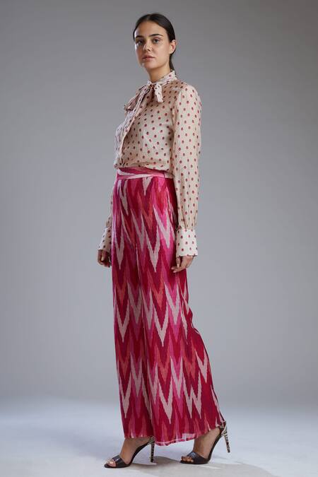 Koai Pink Chanderi Silk Printed Palazzo For Kids Online at Aza Fashions Koai_Pink Chanderi Silk Printed Palazzo For Kids_Online_at_Aza_Fashions