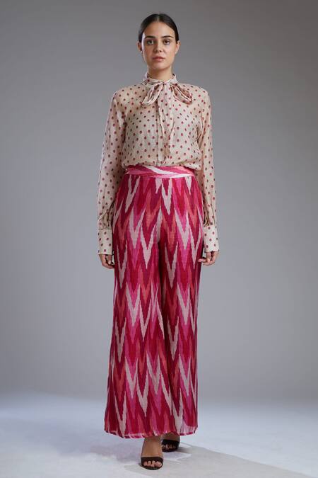 Buy Koai Pink Chanderi Silk Printed Palazzo For Kids Online at Aza Fashions Buy_Koai_Pink Chanderi Silk Printed Palazzo For Kids_Online_at_Aza_Fashions