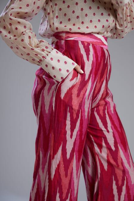 Koai Pink Chanderi Silk Printed Palazzo For Kids at Aza Fashions Koai_Pink Chanderi Silk Printed Palazzo For Kids_at_Aza_Fashions