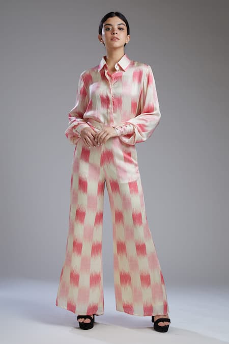 Shop_Koai_White Satin Printed Silk Palazzo For Kids_Online_at_Aza_Fashions