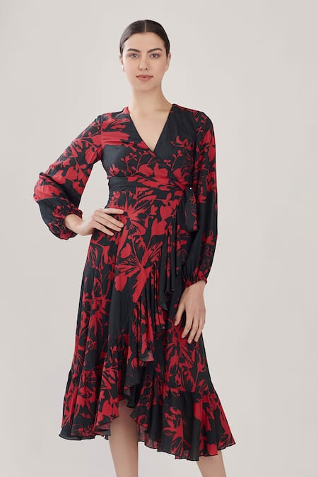 KoAi Floral Print Wrap Dress 