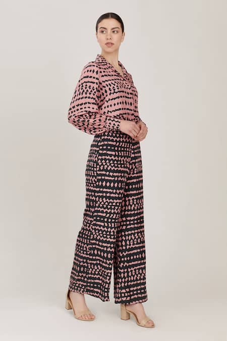 Koai Pink Muslin, Silk Printed Flared Pant For Kids Online at Aza Fashions Koai_Pink Muslin, Silk Printed Flared Pant For Kids_Online_at_Aza_Fashions