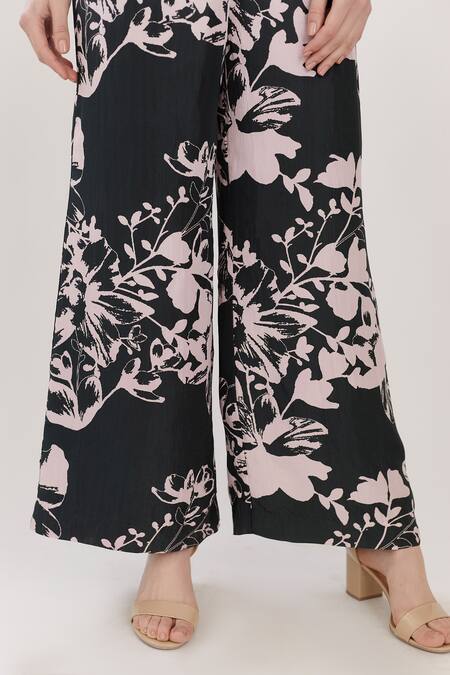 Shop_Koai_Green Muslin, Silk Floral Print Pant For Kids_Online_at_Aza_Fashions