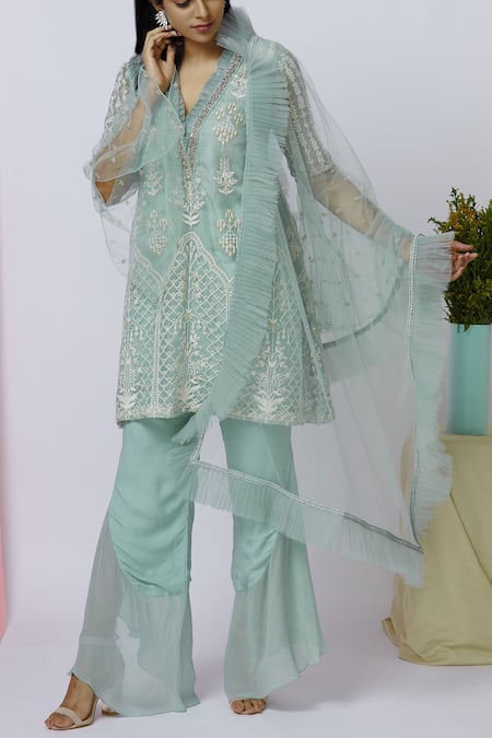 Aariyana Couture Embroidered Kurta Palazzo Set 