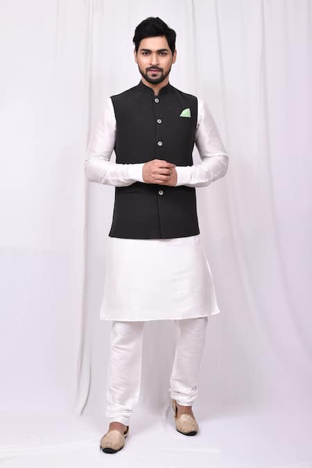 Buy STOP Black & White Boys Kurta Pyjama With Koti | Shoppers Stop