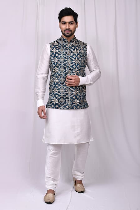 ELINA FASHION Men's Indian Raw Silk Kurta Pajama And Nehru Jacket  (Waistcoat) || Wedding Ethnic Diwali Puja Set - Walmart.com