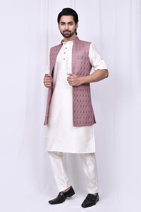 Arihant Rai Sinha Geometric Embroidered Bundi & Kurta Set 