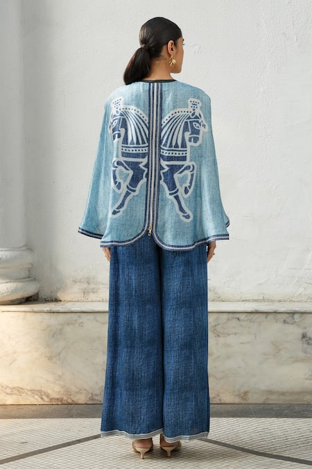 Kamaali Pret Printed Cape & Flared Pant Set 