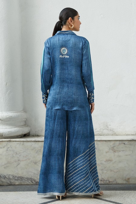 Kamaali Pret Printed Shirt & Flared Pant Set 