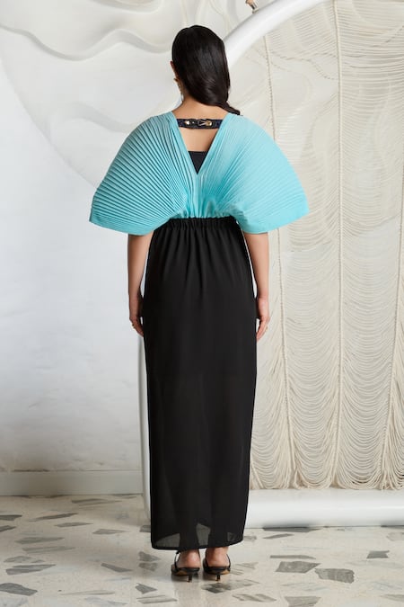 Kamaali Pret Pleated Color Block Cover Up 