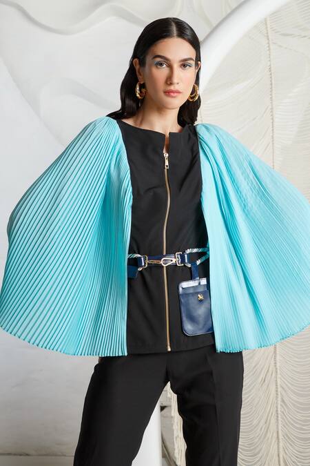 Buy Kamaali Pret Black Micro Polyester And Polycrepe Round Flared Sleeve Top Online at Aza Fashions Buy_Kamaali Pret_Black Micro Polyester And Polycrepe Round Flared Sleeve Top _Online_at_Aza_Fashions