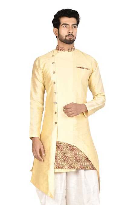 Aryavir Malhotra Asymmetric Silk Sherwani & Dhoti Pant Set 