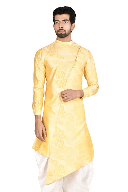 Aryavir Malhotra Printed Silk Sherwani & Dhoti Pant Set 