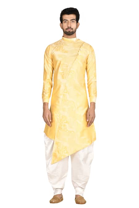 Nayantara Couture Yellow Silk, Cotton Embroidery Printed Sherwani And Dhoti Pant Set Online at Aza Fashions Nayantara Couture_Yellow Silk, Cotton Embroidery Printed Sherwani And Dhoti Pant Set _Online_at_Aza_Fashions
