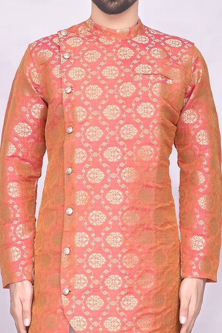 Arihant Rai Sinha Orange Silk, Polyester Floral Print Kurta Set at Aza Fashions Arihant Rai Sinha_Orange Silk, Polyester Floral Print Kurta Set _at_Aza_Fashions