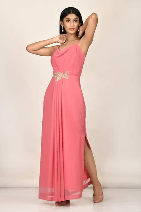 Strapless Sequin Lace Up Back Dress with Side Slit – Camille La Vie