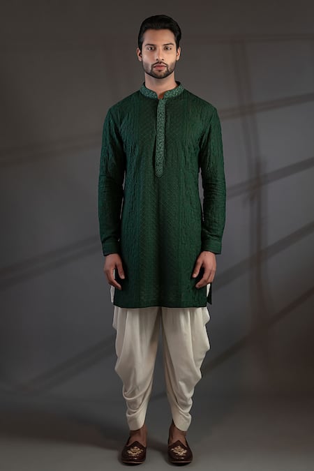 Shop Punit Arora Green Modal , Matka Embroidered Bundi And Kurta Set at Aza Fashions Shop_Punit Arora_Green Modal , Matka Embroidered Bundi And Kurta Set _at_Aza_Fashions