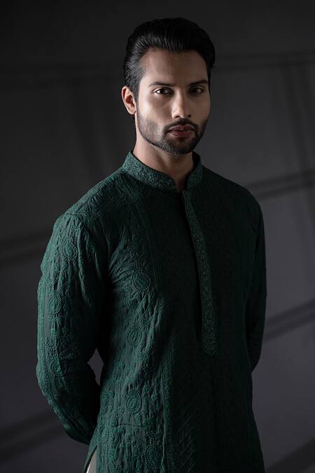 Punit Arora Green Modal , Matka Embroidered Bundi And Kurta Set Online at Aza Fashions Punit Arora_Green Modal , Matka Embroidered Bundi And Kurta Set _Online_at_Aza_Fashions
