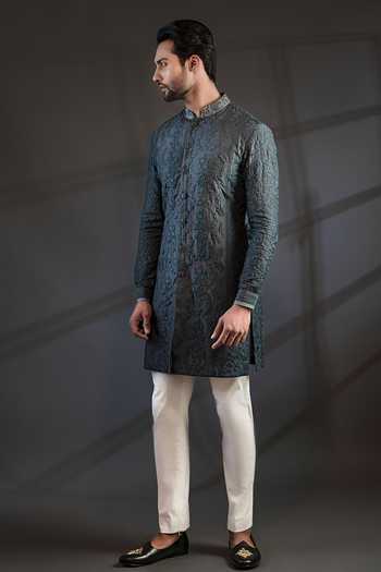Punit Arora Green Cotton Silk Embroidered Bundi And Kurta Set Online at Aza Fashions Punit Arora_Green Cotton Silk Embroidered Bundi And Kurta Set _Online_at_Aza_Fashions