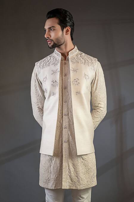 Buy Punit Arora Peach Cotton , Muga Embroidered Bundi And Kurta Set Online at Aza Fashions Buy_Punit Arora_Peach Cotton , Muga Embroidered Bundi And Kurta Set _Online_at_Aza_Fashions