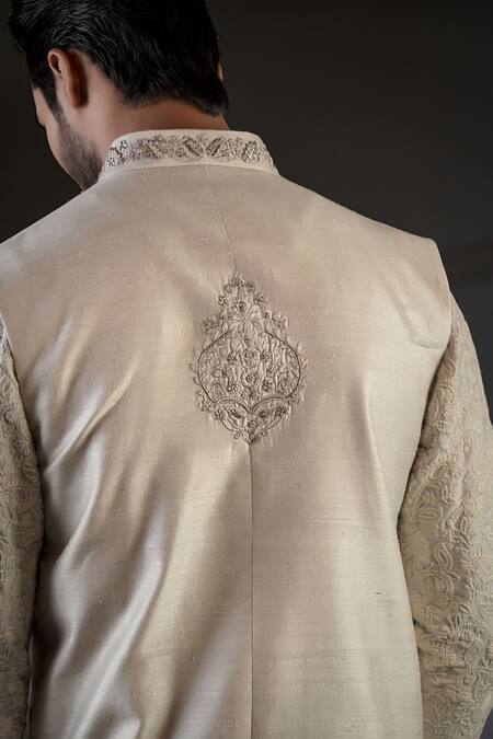 Punit Arora Peach Cotton , Muga Embroidered Bundi And Kurta Set at Aza Fashions Punit Arora_Peach Cotton , Muga Embroidered Bundi And Kurta Set _at_Aza_Fashions