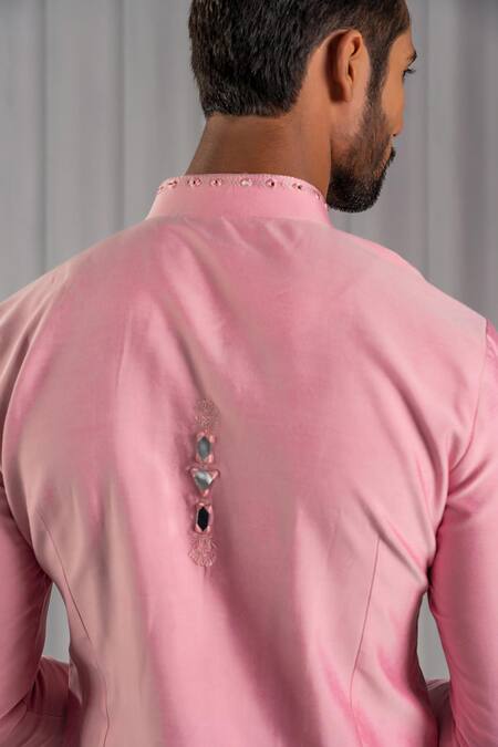 Shop Punit Arora Pink Silk Embroidered Kurta Set Online at Aza Fashions Shop_Punit Arora_Pink Silk Embroidered Kurta Set _Online_at_Aza_Fashions