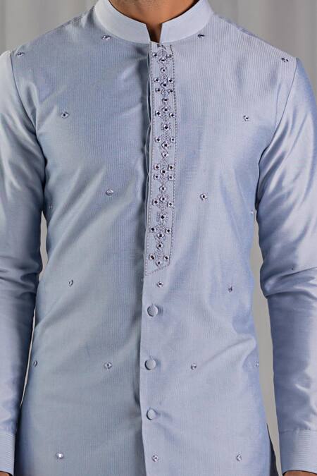 Shop Punit Arora Blue Cotton Silk Embroidered Kurta Set Online at Aza Fashions Shop_Punit Arora_Blue Cotton Silk Embroidered Kurta Set _Online_at_Aza_Fashions