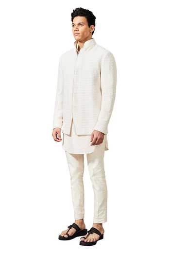 Buy Kunal Rawal White Silk Plant Beaded Bandhgala Online at Aza Fashions Buy_Kunal Rawal_White Silk Plant Beaded Bandhgala _Online_at_Aza_Fashions