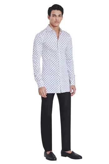 Kunal Rawal_White Poplin Bandhani Print Shirt _Online_at_Aza_Fashions