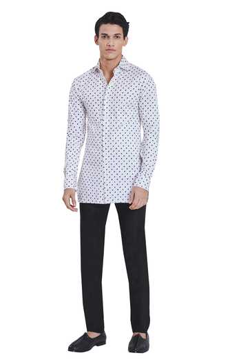 Buy_Kunal Rawal_White Poplin Bandhani Print Shirt _Online_at_Aza_Fashions