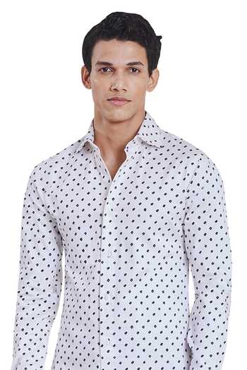 Kunal Rawal_White Poplin Bandhani Print Shirt _at_Aza_Fashions