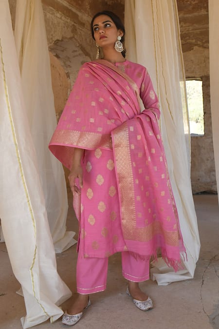 KARAJ JAIPUR Chanderi Kurta Set 