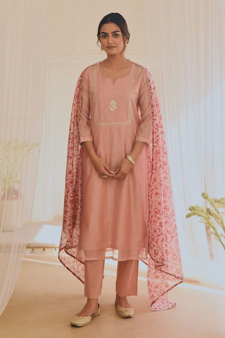 KARAJ JAIPUR Chanderi Kurta Set 