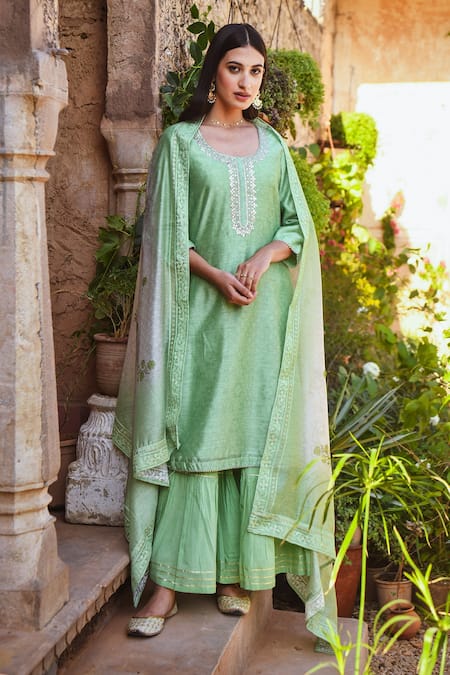 KARAJ JAIPUR Kurta Set With Chanderi Dupatta 