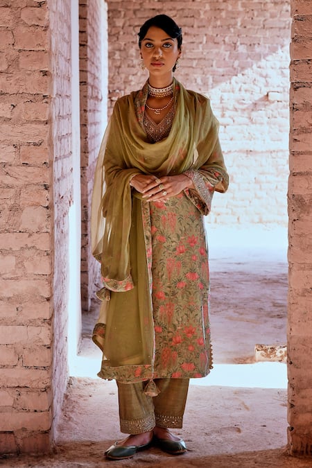 KARAJ JAIPUR Floral Print Kurta Set 