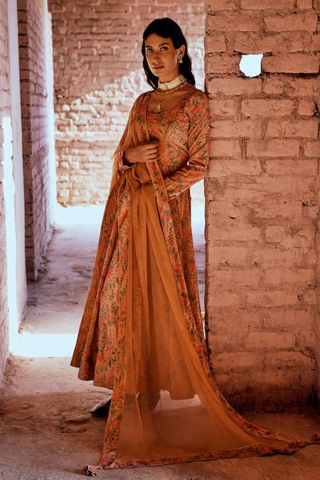 KARAJ JAIPUR Floral Print Anarkali Set 