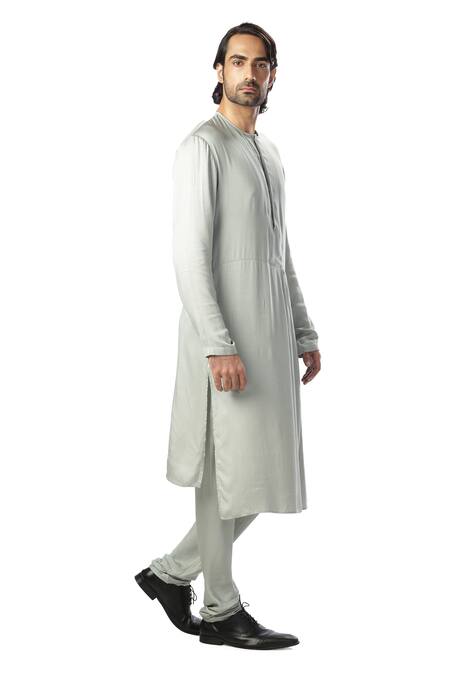 Kommal Sood_Green Cotton Silk Kurta And Churidar_Online_at_Aza_Fashions