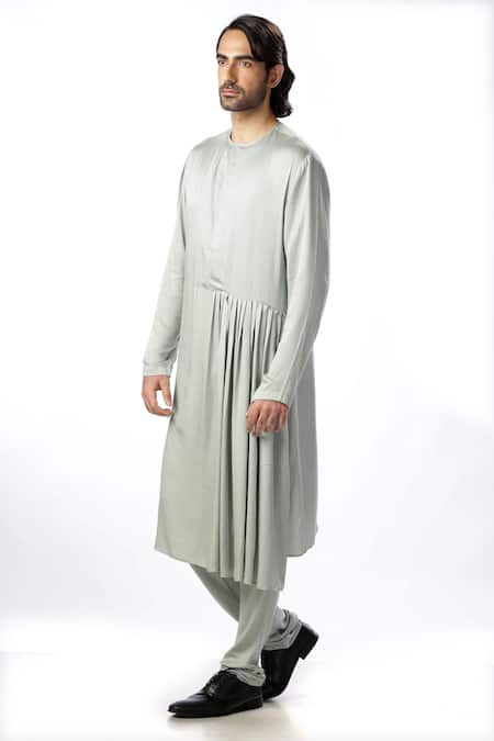 Buy_Kommal Sood_Green Cotton Silk Kurta And Churidar_Online_at_Aza_Fashions