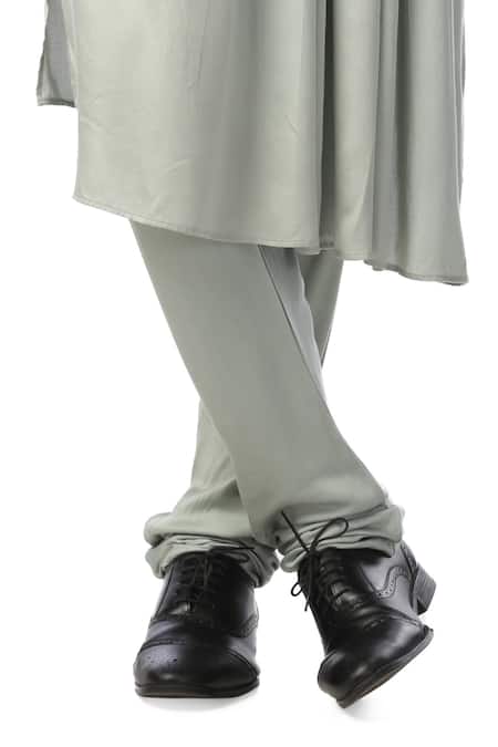 Kommal Sood_Green Cotton Silk Kurta And Churidar_at_Aza_Fashions