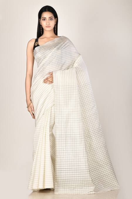 Khwaab By Sanjana Lakhani Black Embroidered Katan Saree With Blouse
